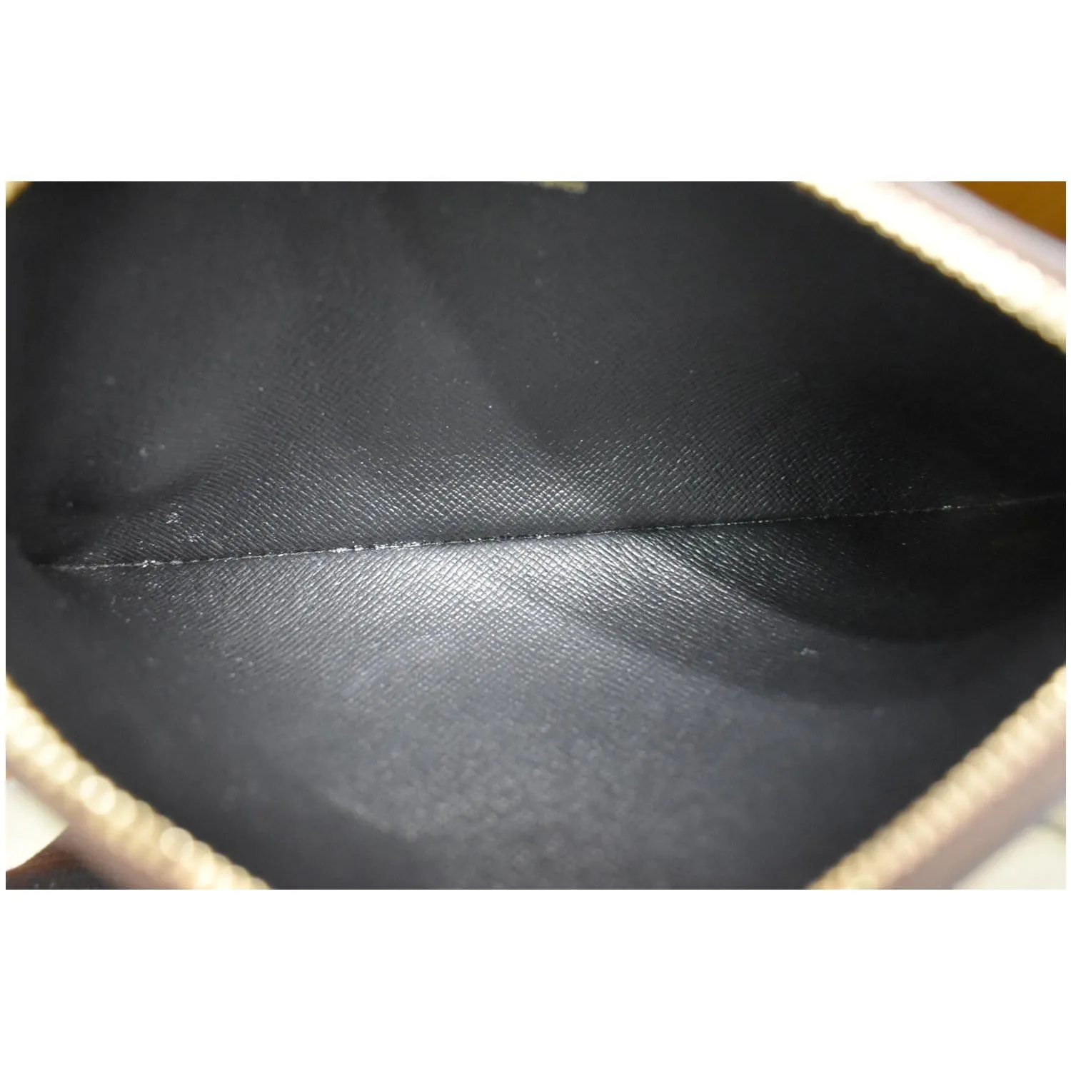 LOUIS VUITTON Trio Rectangle Giant Monogram Reverse Wristlet Pouch Brown