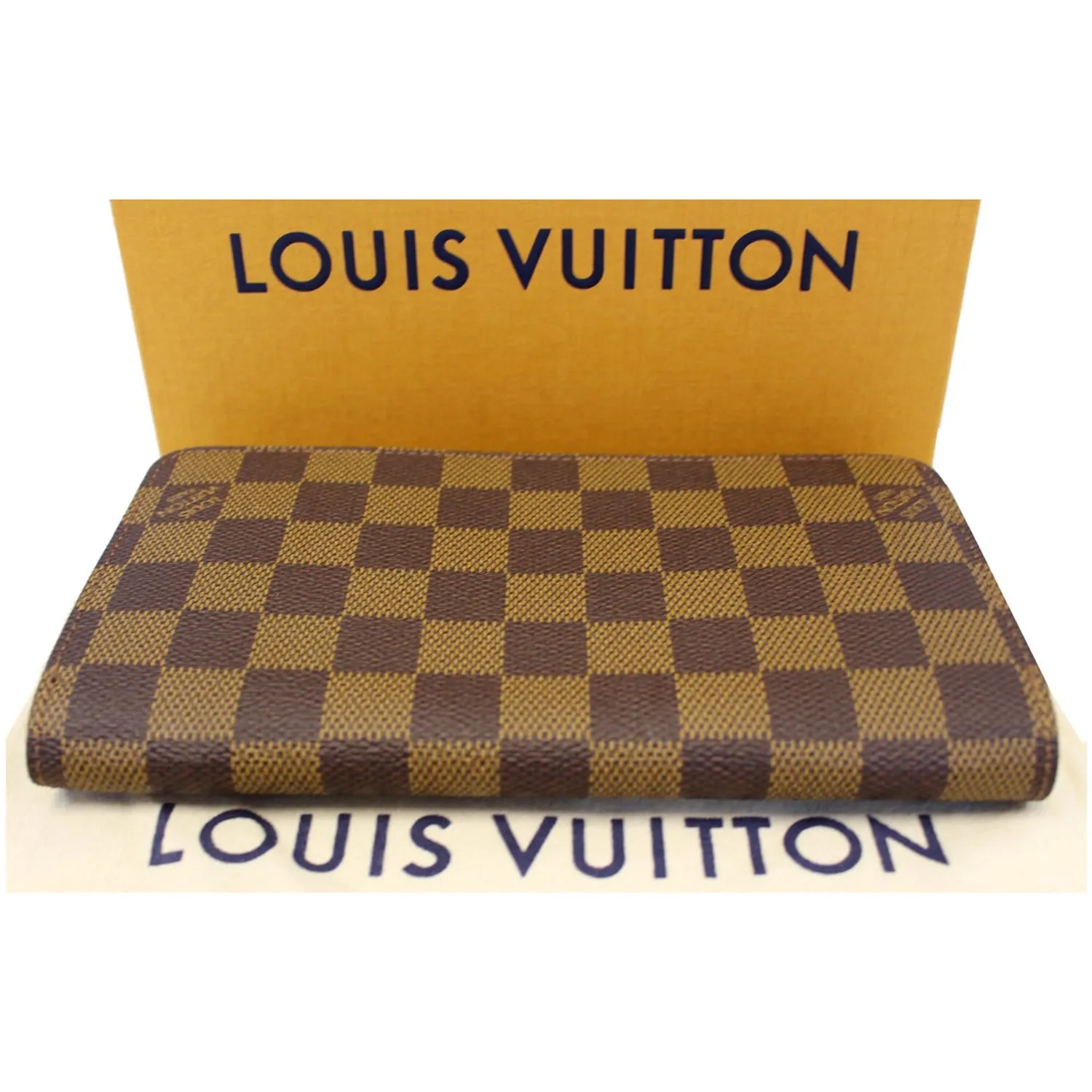LOUIS VUITTON Zippy Damier Ebene Long Wallet Brown