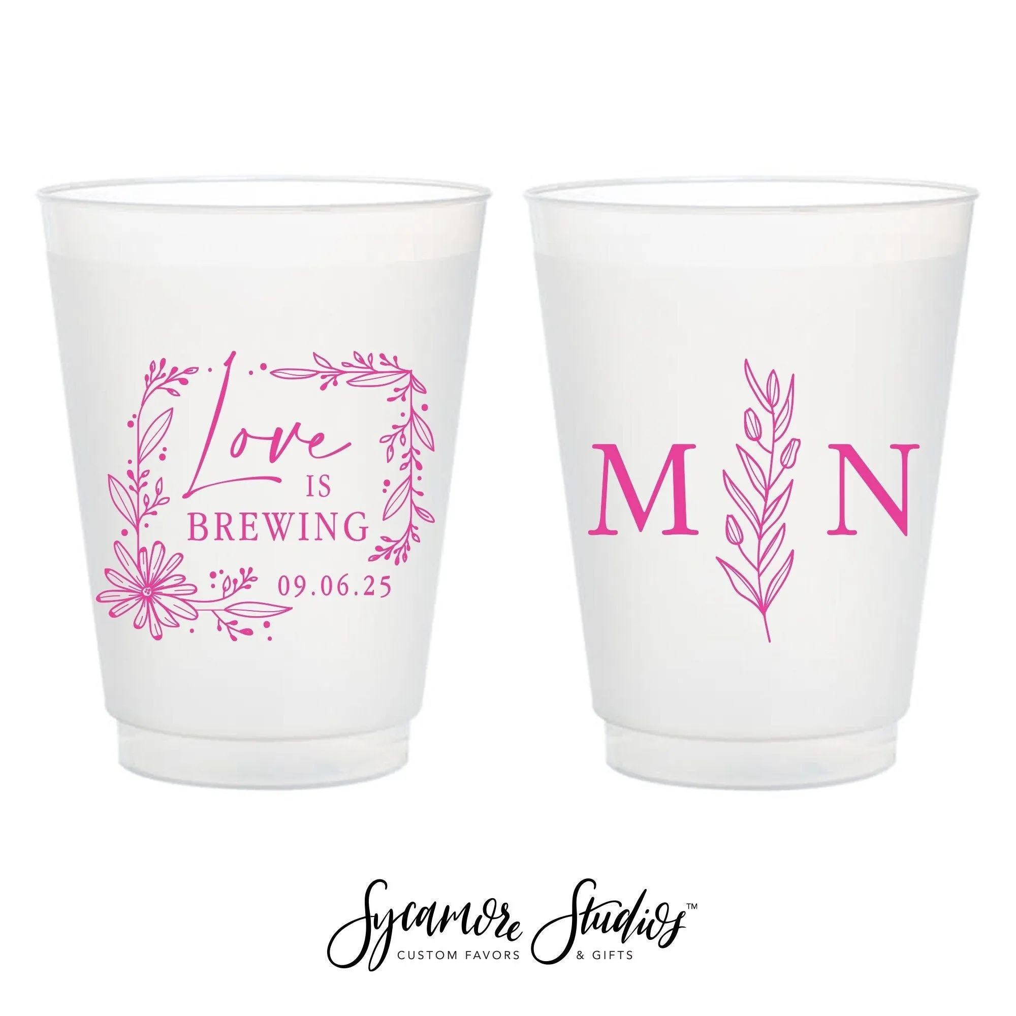 Love is Brewing - 12oz or 16oz Frosted Unbreakable Plastic Cup #62
