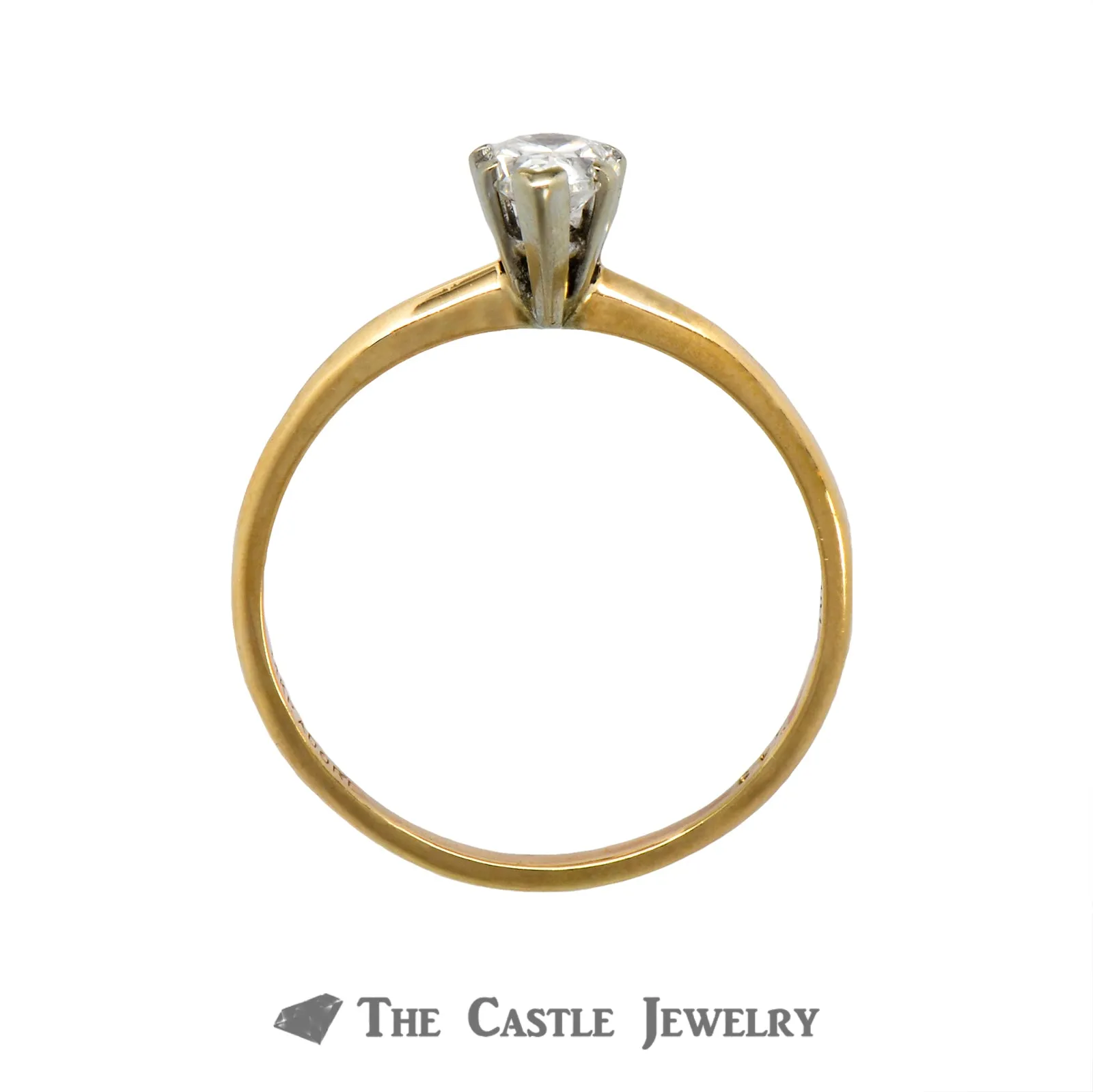 Lovely .49ct Pear Shaped Solitaire Diamond Engagement Ring Crafted in 14K Yellow Gold