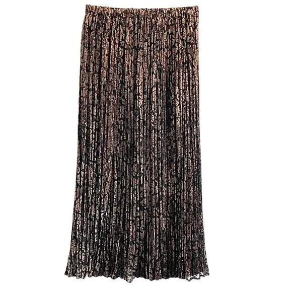 Lucia Lukken Broomskirt Black Brown Velvet Pattern Maxi Skirt
