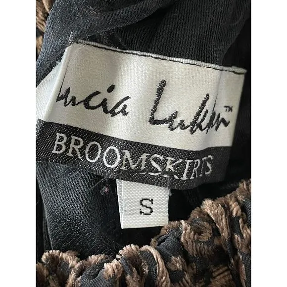 Lucia Lukken Broomskirt Black Brown Velvet Pattern Maxi Skirt