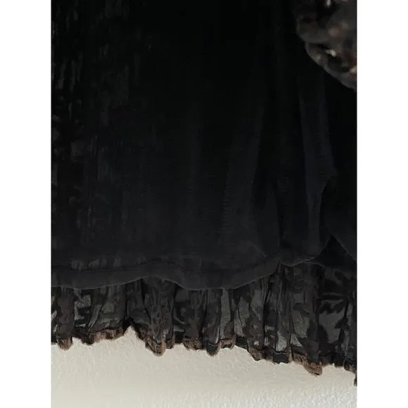 Lucia Lukken Broomskirt Black Brown Velvet Pattern Maxi Skirt
