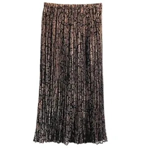 Lucia Lukken Broomskirt Black Brown Velvet Pattern Maxi Skirt