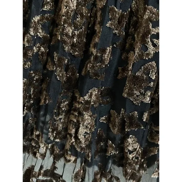Lucia Lukken Broomskirt Black Brown Velvet Pattern Maxi Skirt
