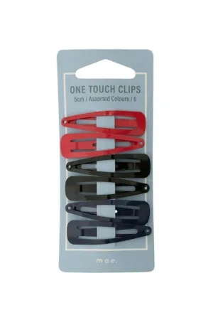 MAE 40-2103AC One Touch Clip 5cm Assorted Colours 6pcs