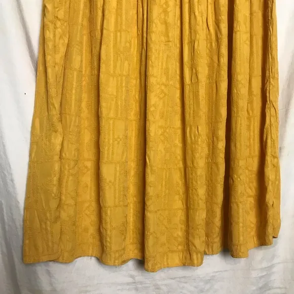 Maeve Anthropologie Yellow Carnacion Textured Viscose Tiered Maxi Skirt Sz M