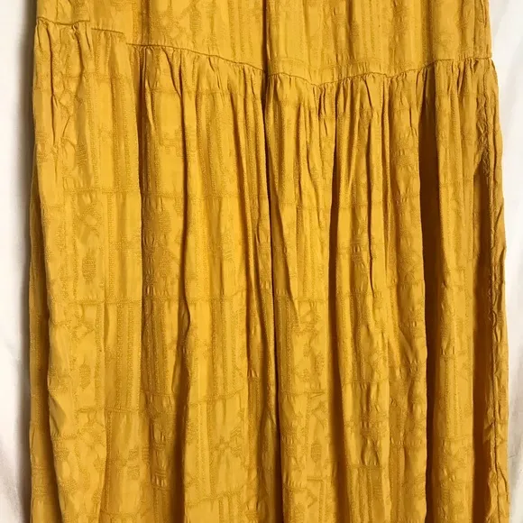 Maeve Anthropologie Yellow Carnacion Textured Viscose Tiered Maxi Skirt Sz M