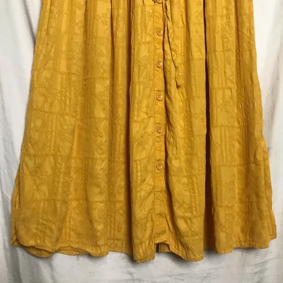 Maeve Anthropologie Yellow Carnacion Textured Viscose Tiered Maxi Skirt Sz M