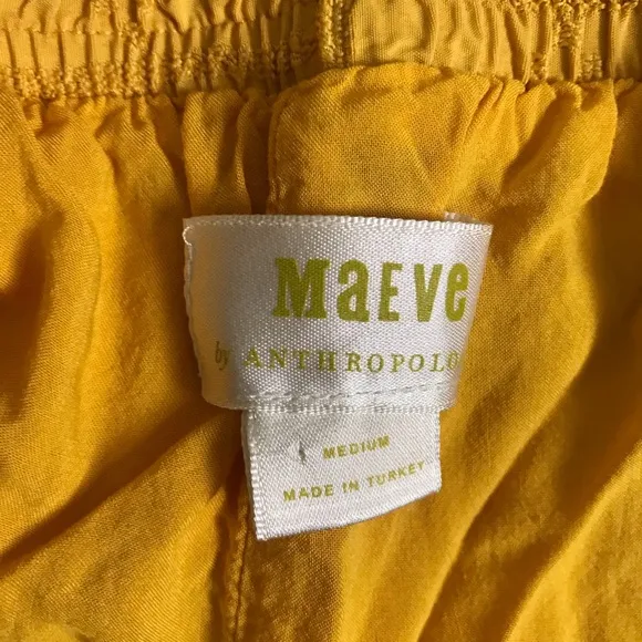 Maeve Anthropologie Yellow Carnacion Textured Viscose Tiered Maxi Skirt Sz M