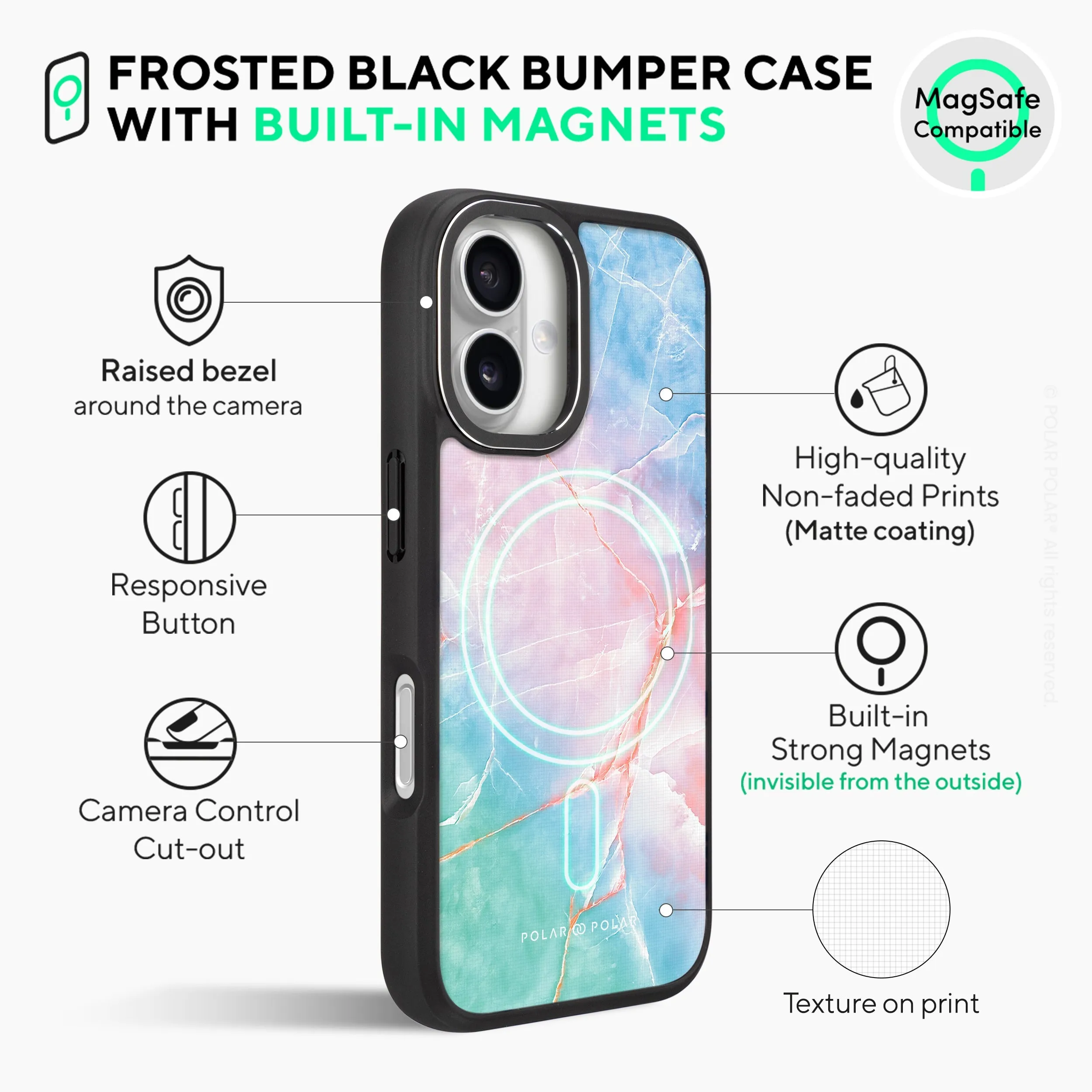 Magic Heaven - iPhone 16 Plus Frosted Black Bumper MagSafe Case