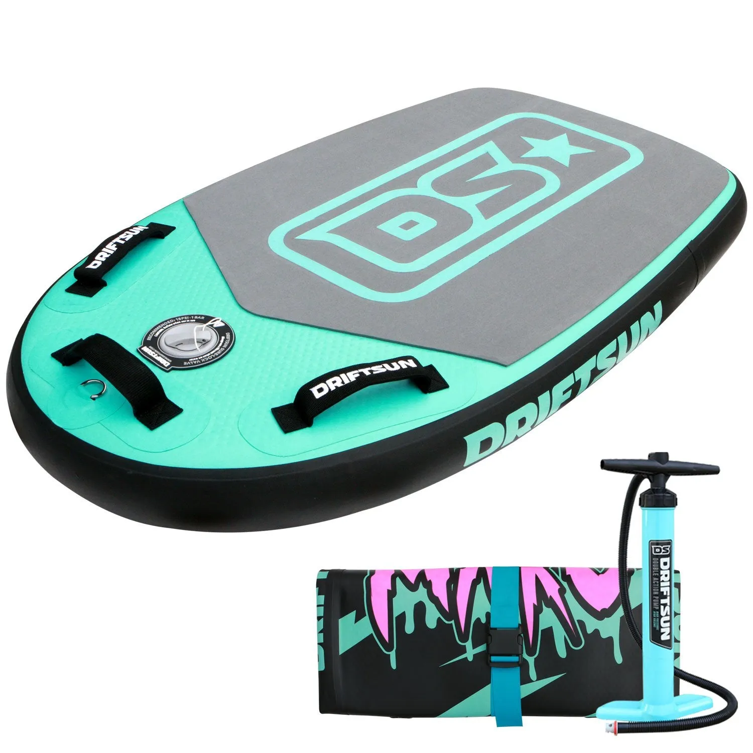 Mako Inflatable Bodyboard with RigidAir Drop Stitch Tech, 42" L x 25" W