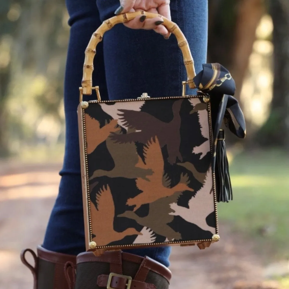 Mallard Camo w/ Bamboo Handles Handbag