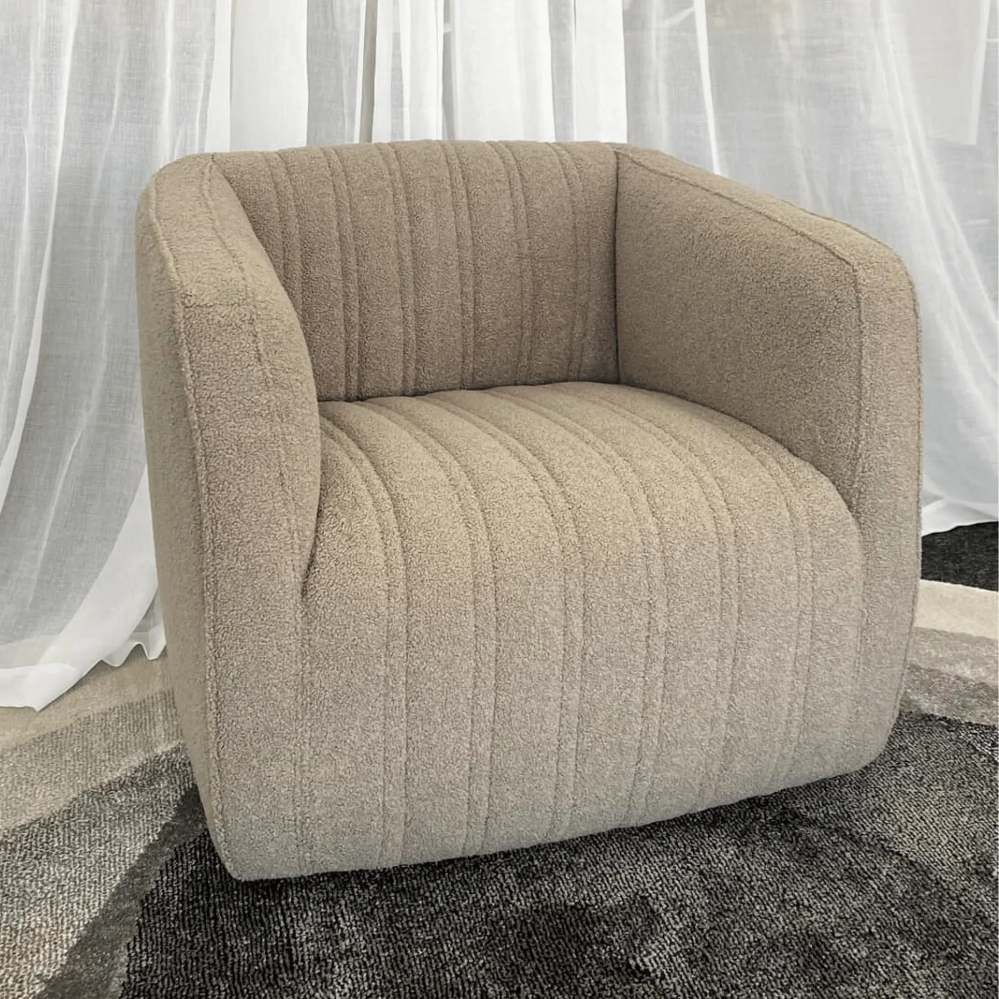 Marvy Fabric Swivel Chair - Urban Sofa - Malham Mink Fabric