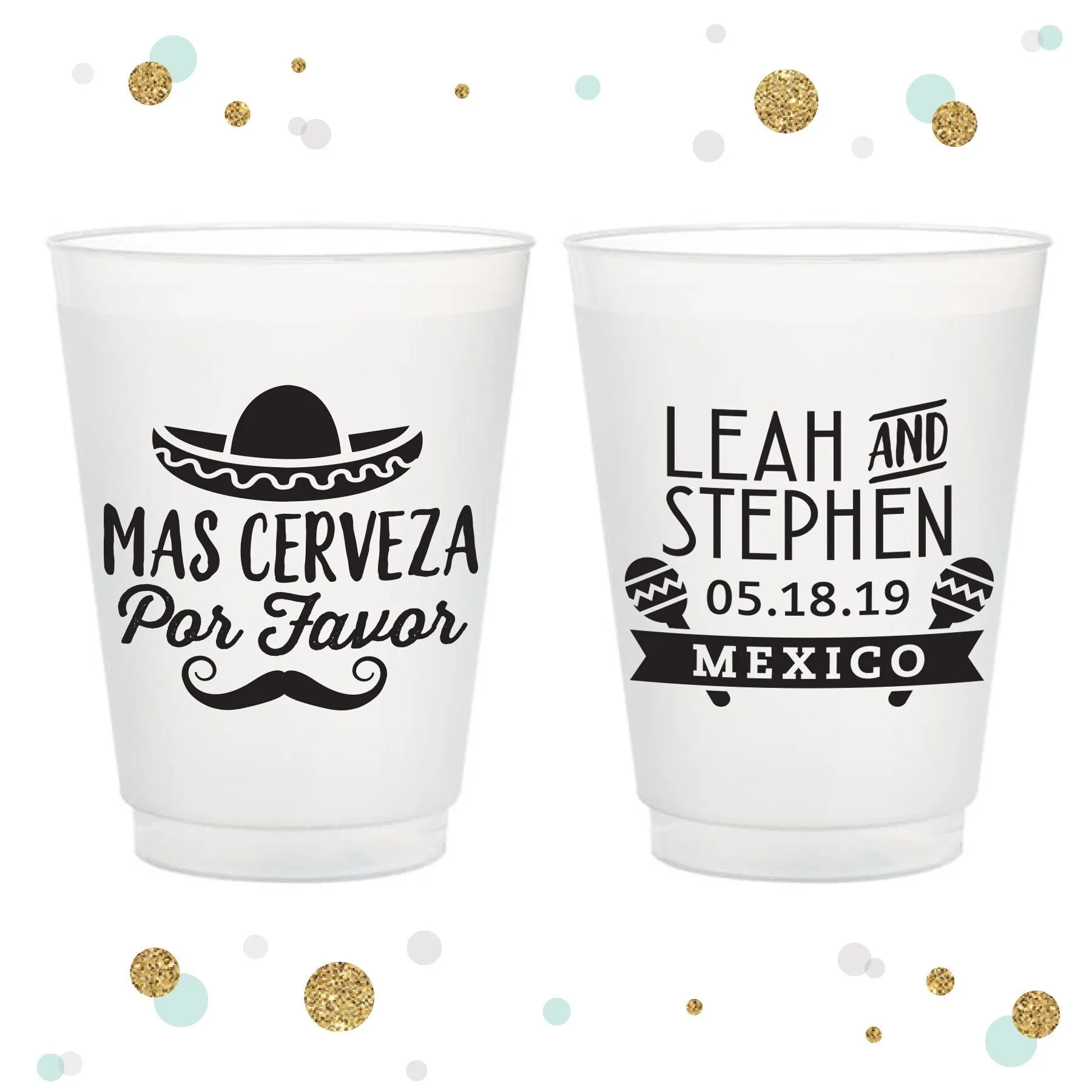 Mas Cerveza Por Favor - 12oz or 16oz Frosted Unbreakable Plastic Cup #117