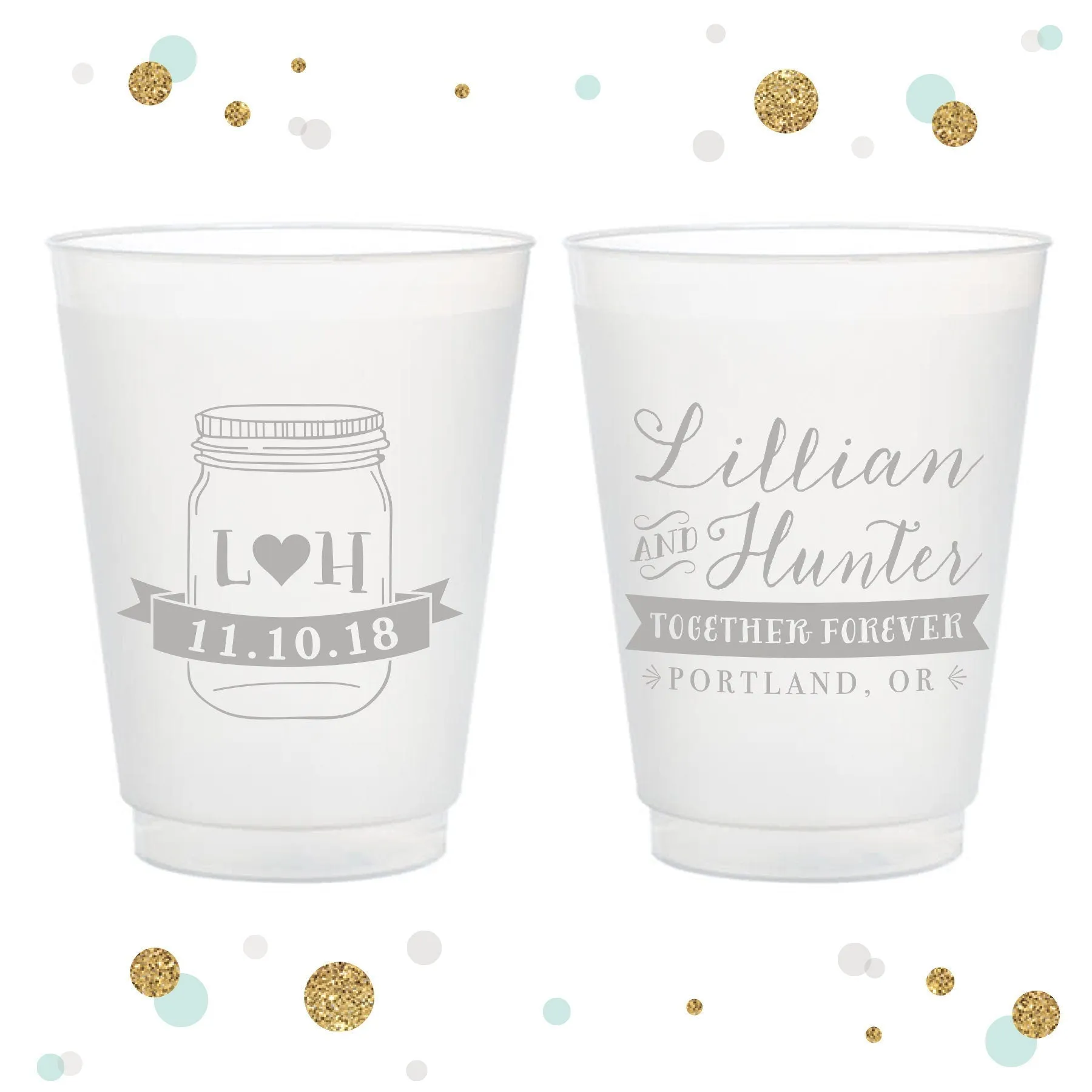 Mason Jar - 12oz or 16oz Frosted Unbreakable Plastic Cup #6