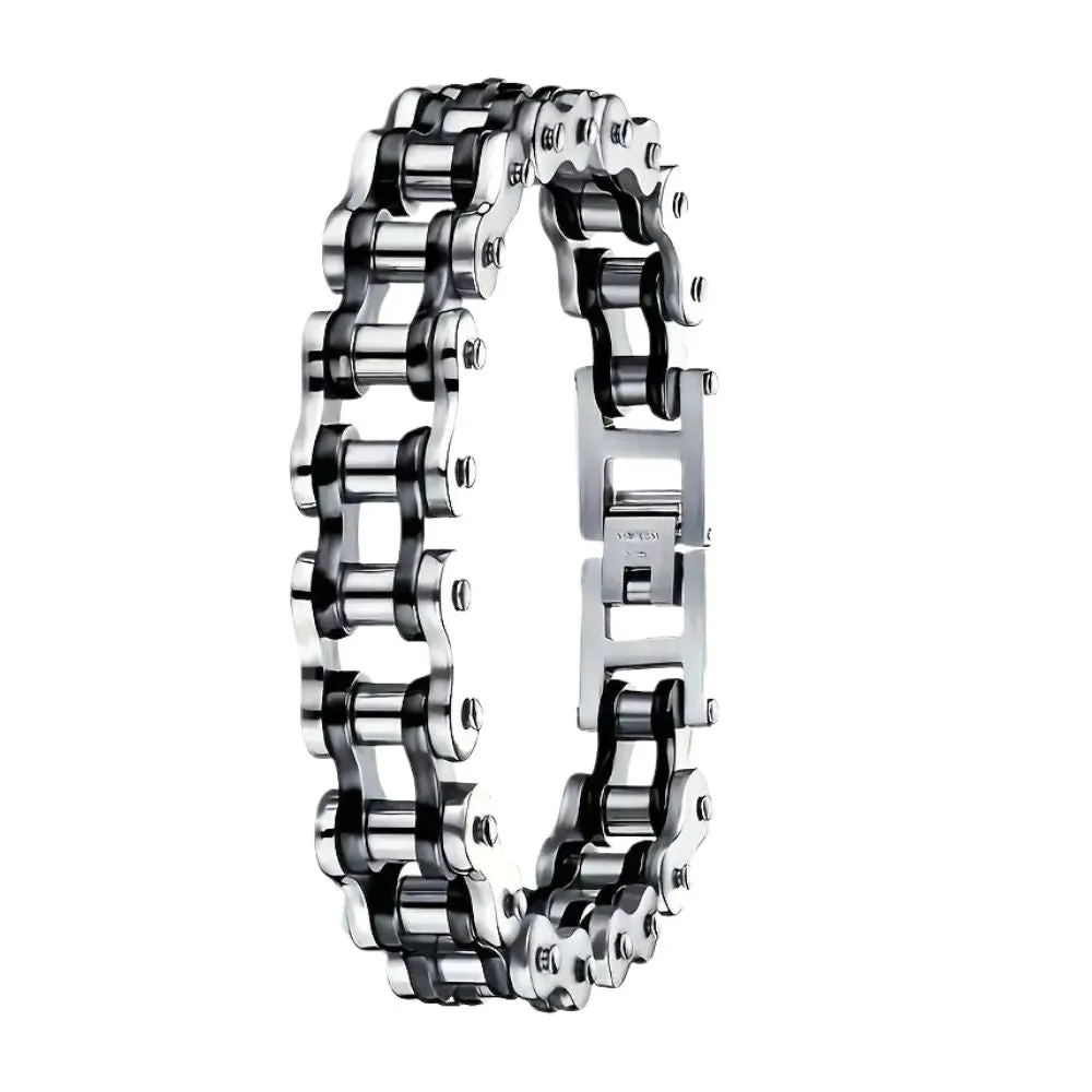 MCA Motorcycle Chain Silver/Black Bracelet