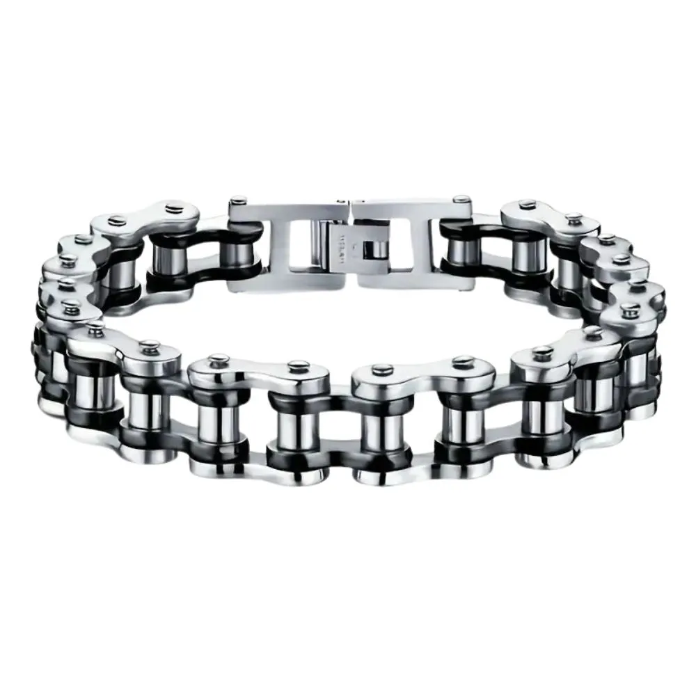 MCA Motorcycle Chain Silver/Black Bracelet