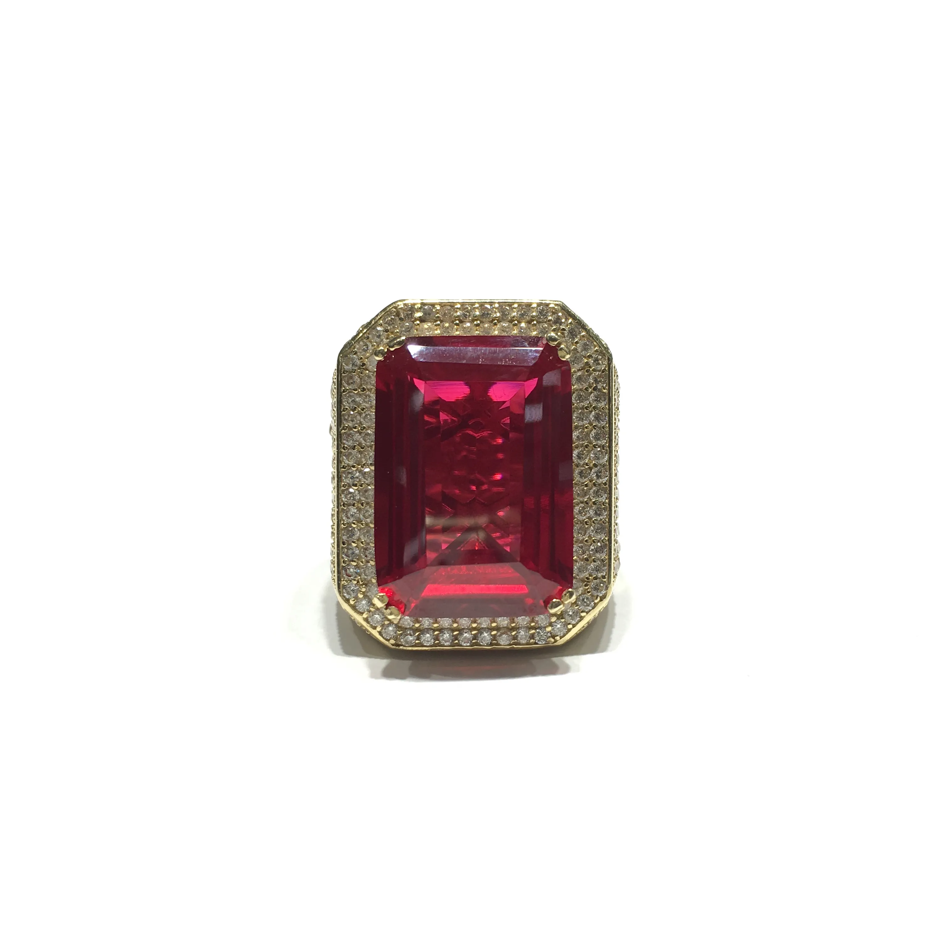 Men's Fashionable Emerald Shaped Stone CZ Ring