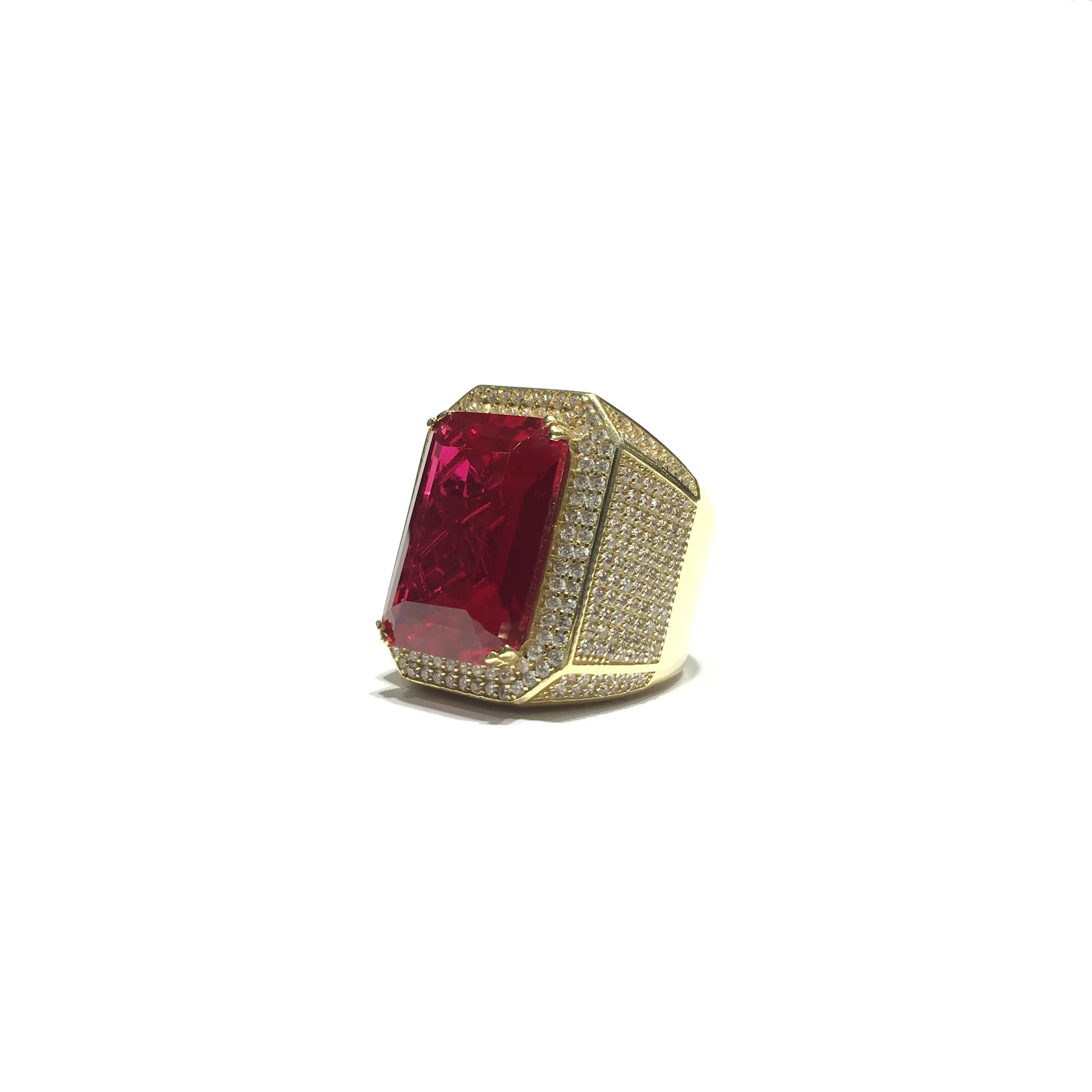 Men's Fashionable Emerald Shaped Stone CZ Ring