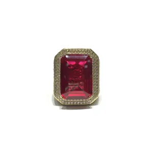 Men's Fashionable Emerald Shaped Stone CZ Ring