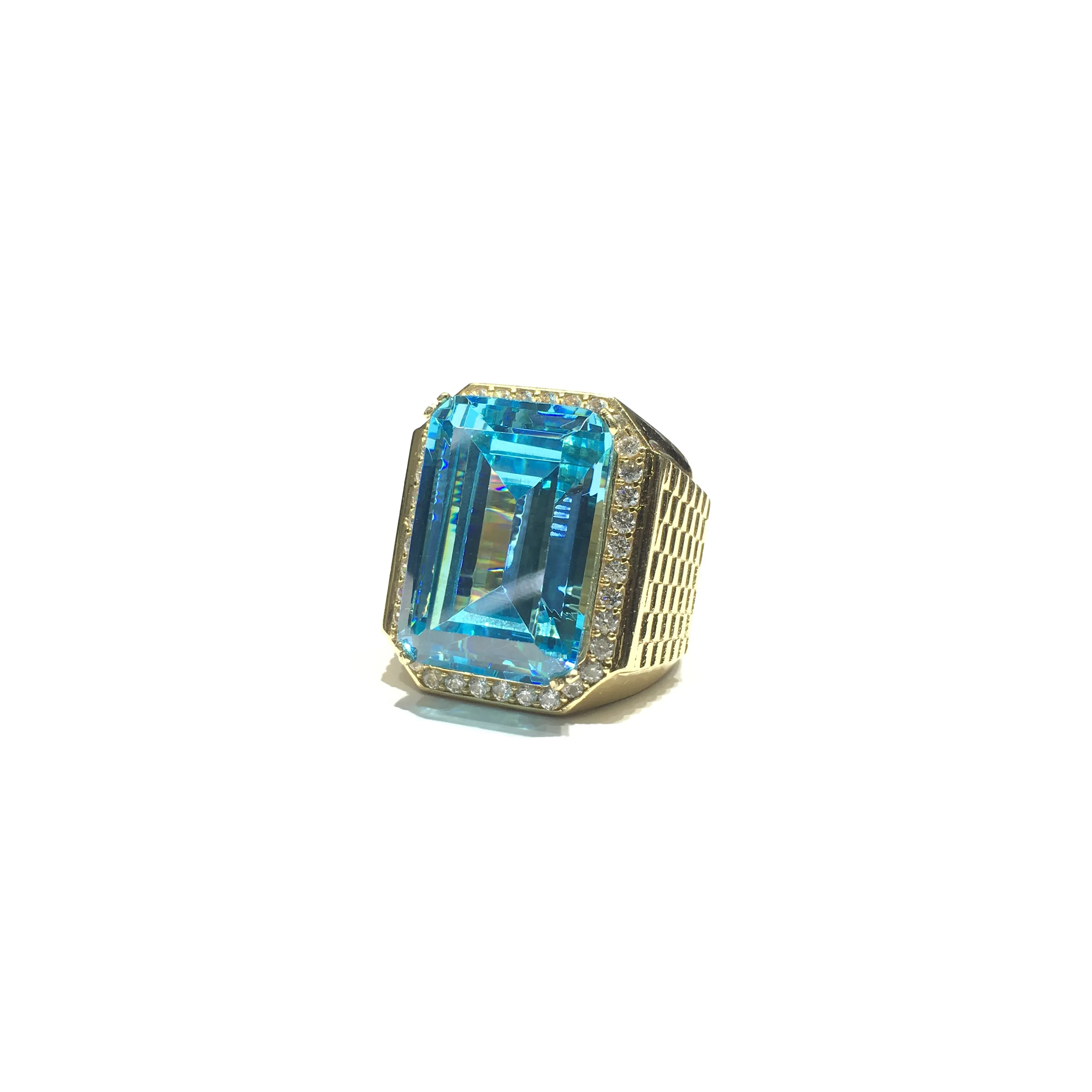 Men's Fashionable Emerald Shaped Stone Ring