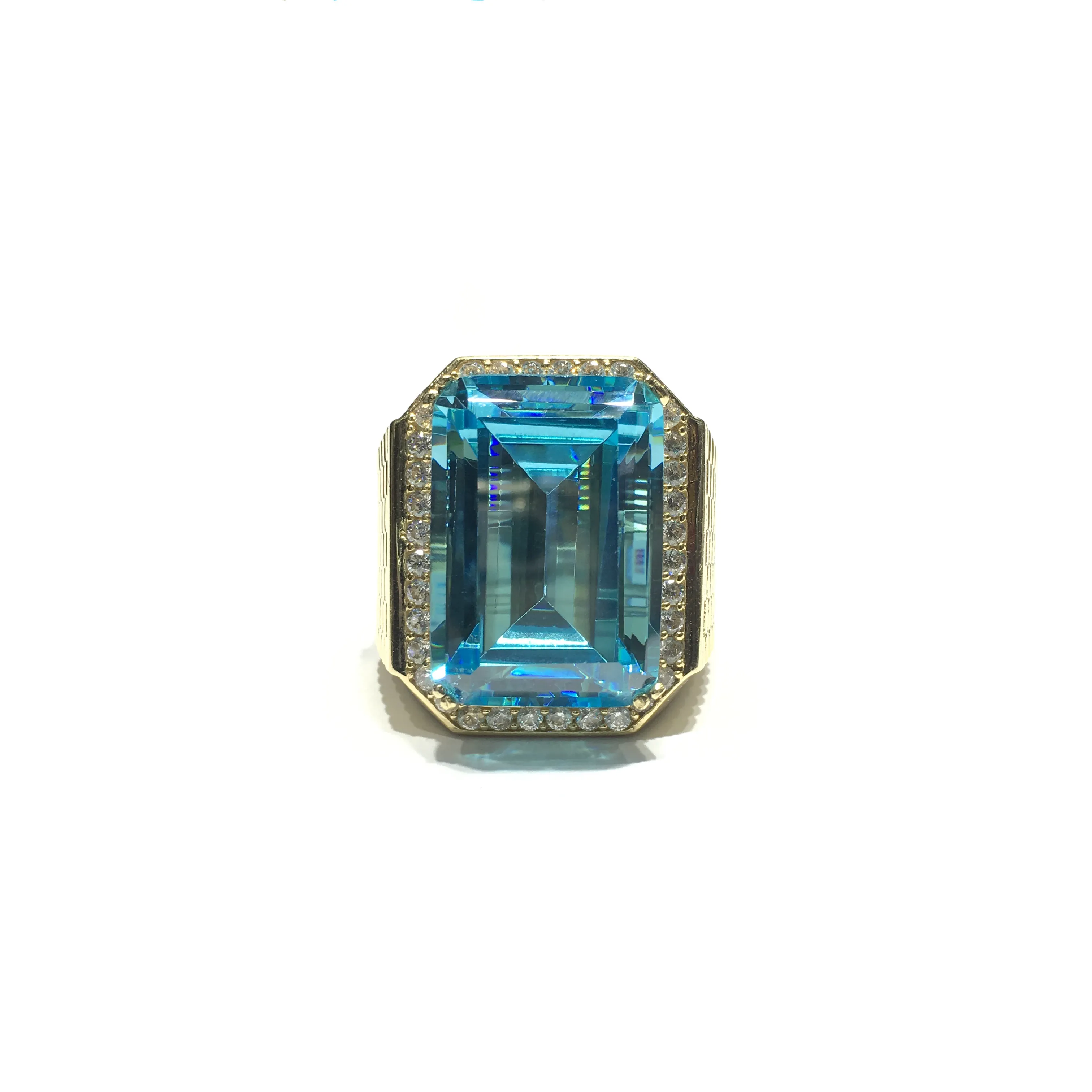 Men's Fashionable Emerald Shaped Stone Ring
