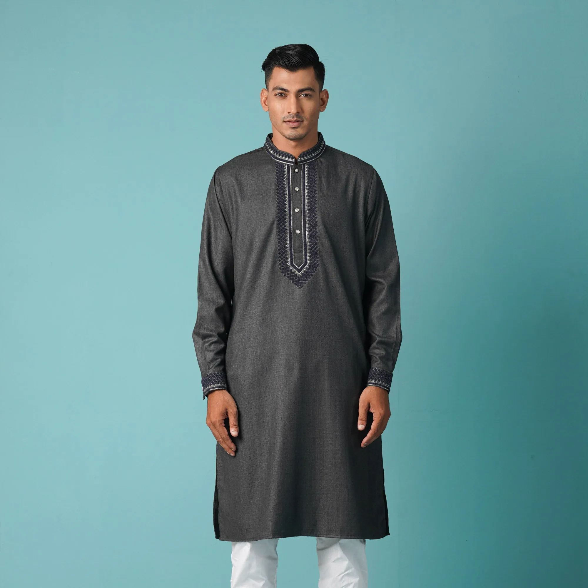 Mens Premium Panjabi-Ash