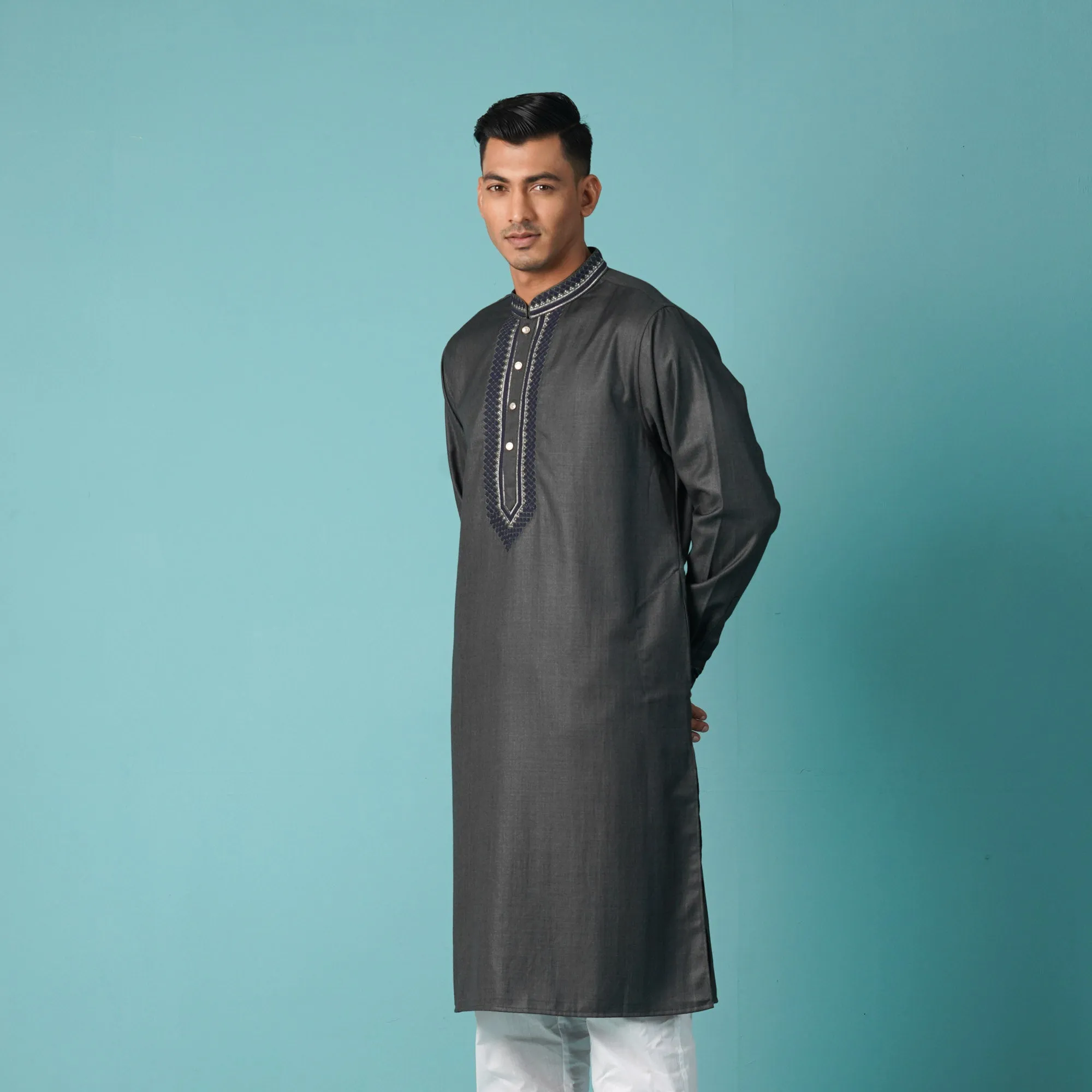 Mens Premium Panjabi-Ash