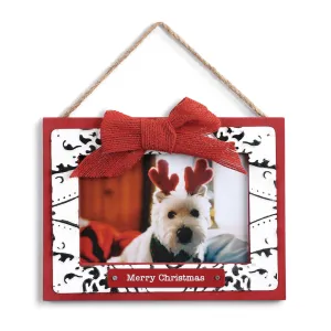 Merry Christmas Ceiling Tin and Wood Frame Ornament