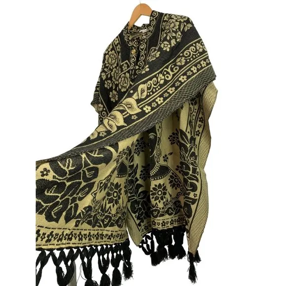 Mexicana Artilana Frida Poncho Jurongo Gaban Cape Cover NWOT 6485 OS