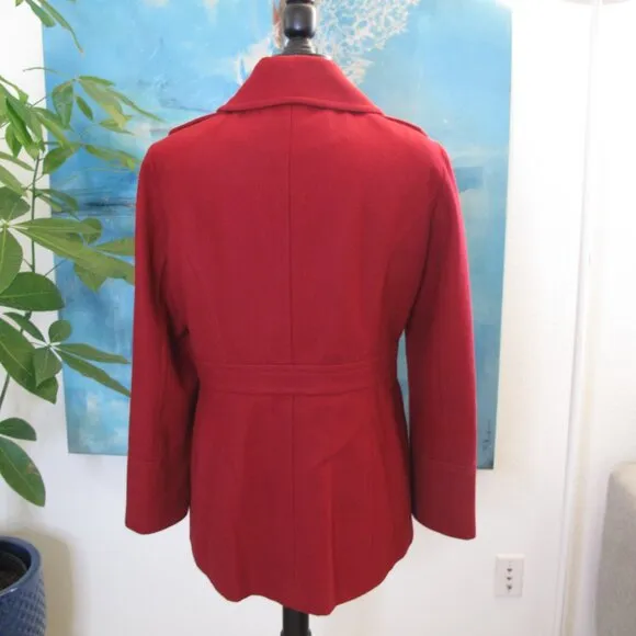MICHAEL KORS Red Wool Blend Pea Coat