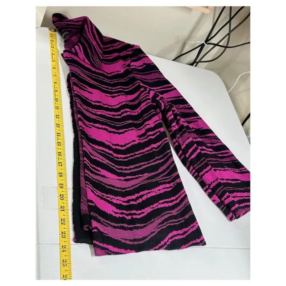 Ming Wang Jacket Womens Large Purple Black Blazer Slinky Knit Artsy Office Work