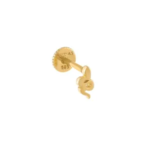 Mini Snake Threaded Stud Earring 14K