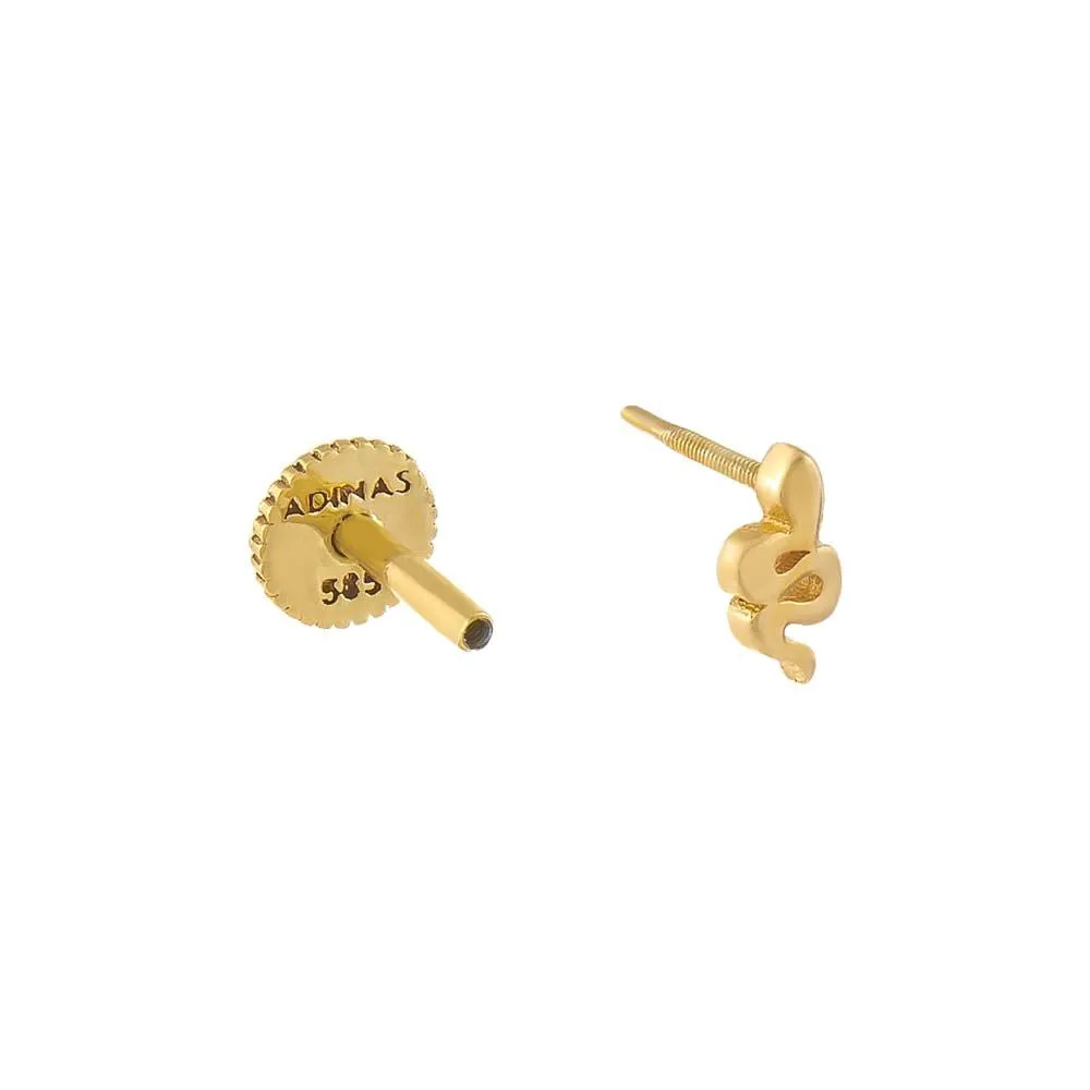 Mini Snake Threaded Stud Earring 14K