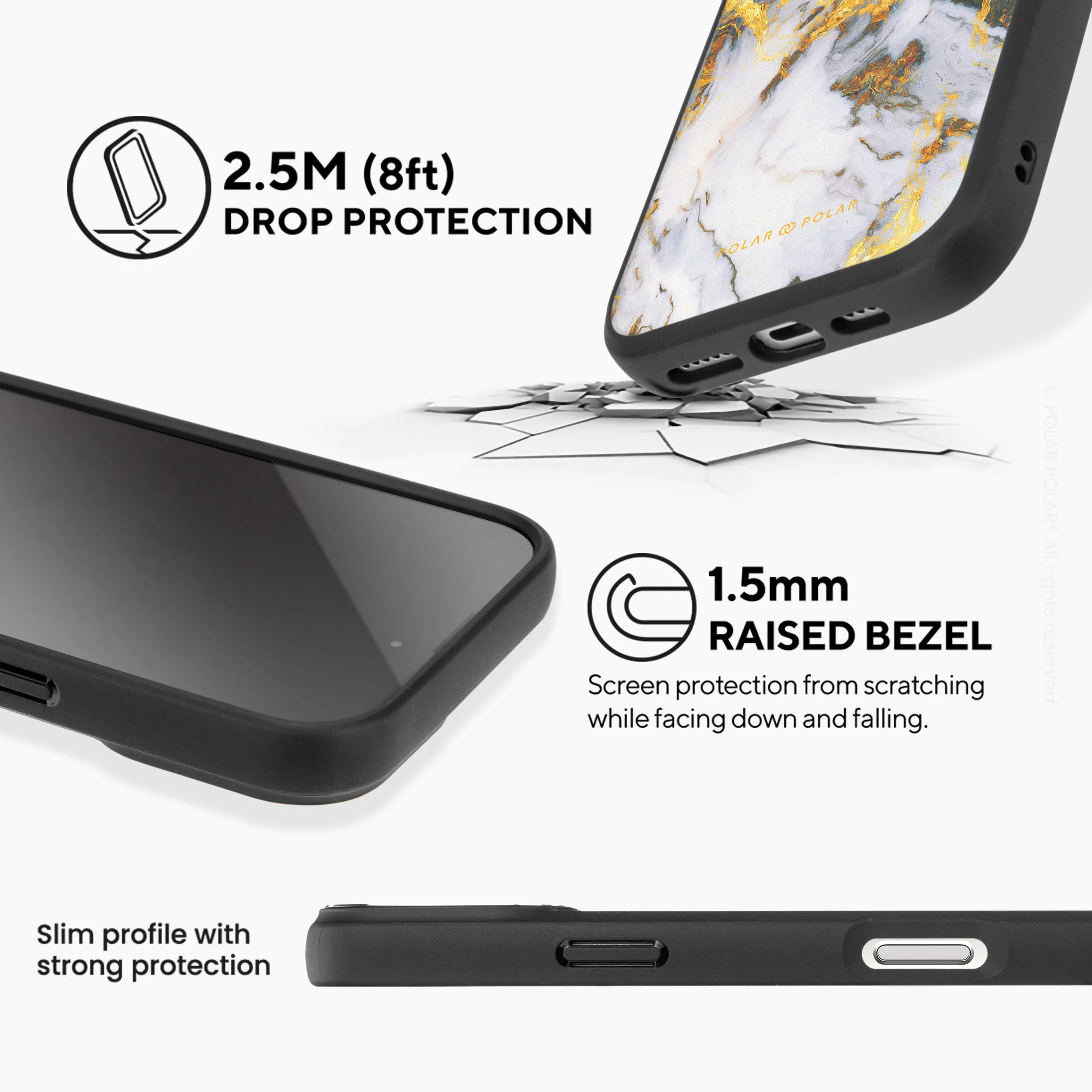 Mist Marble - iPhone 16 Pro Frosted Black Bumper MagSafe Case