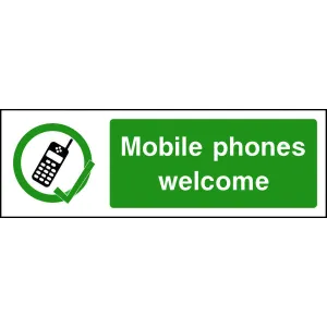 Mobile phones welcome sign