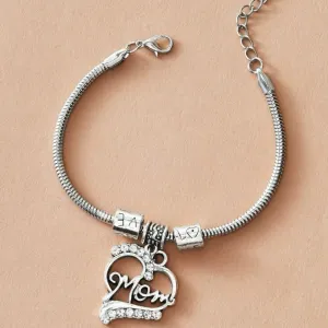 Mom Heart Charm Bracelet