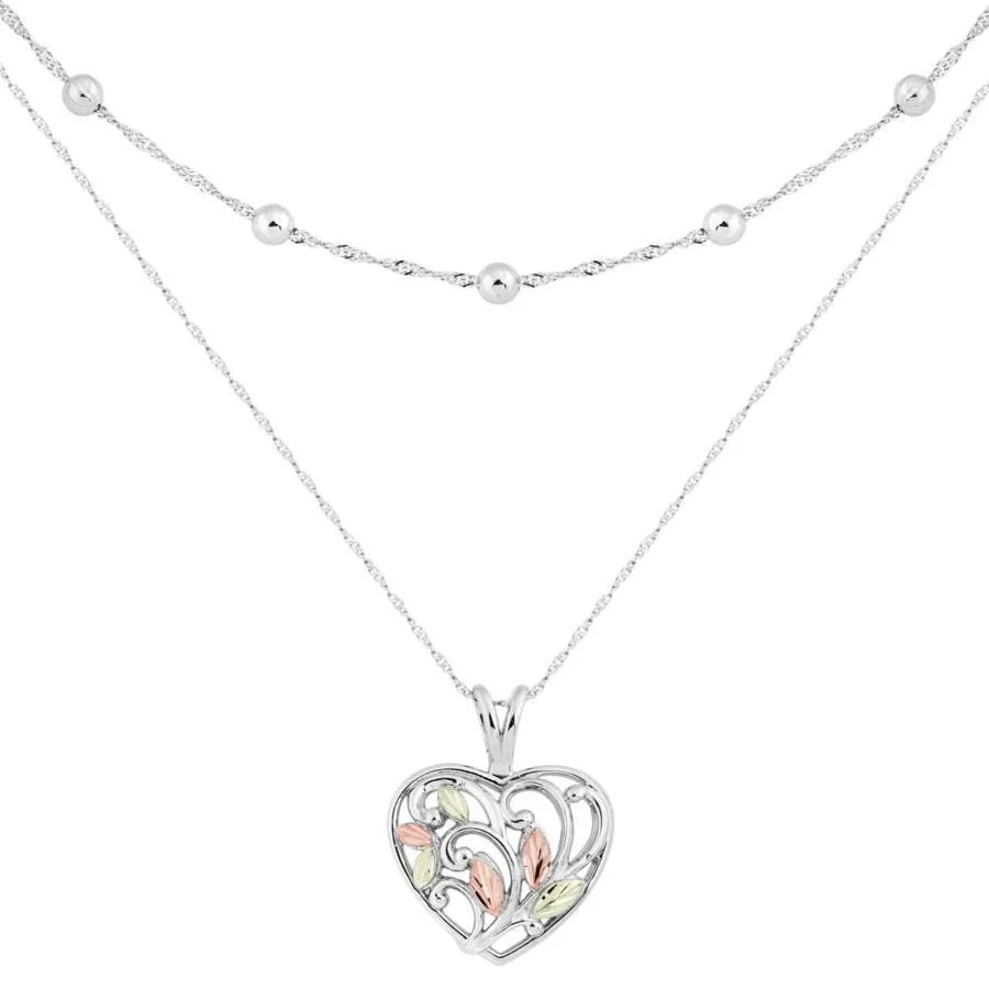 Most Elegant Heart - Sterling Silver Black Hills Gold Pendant