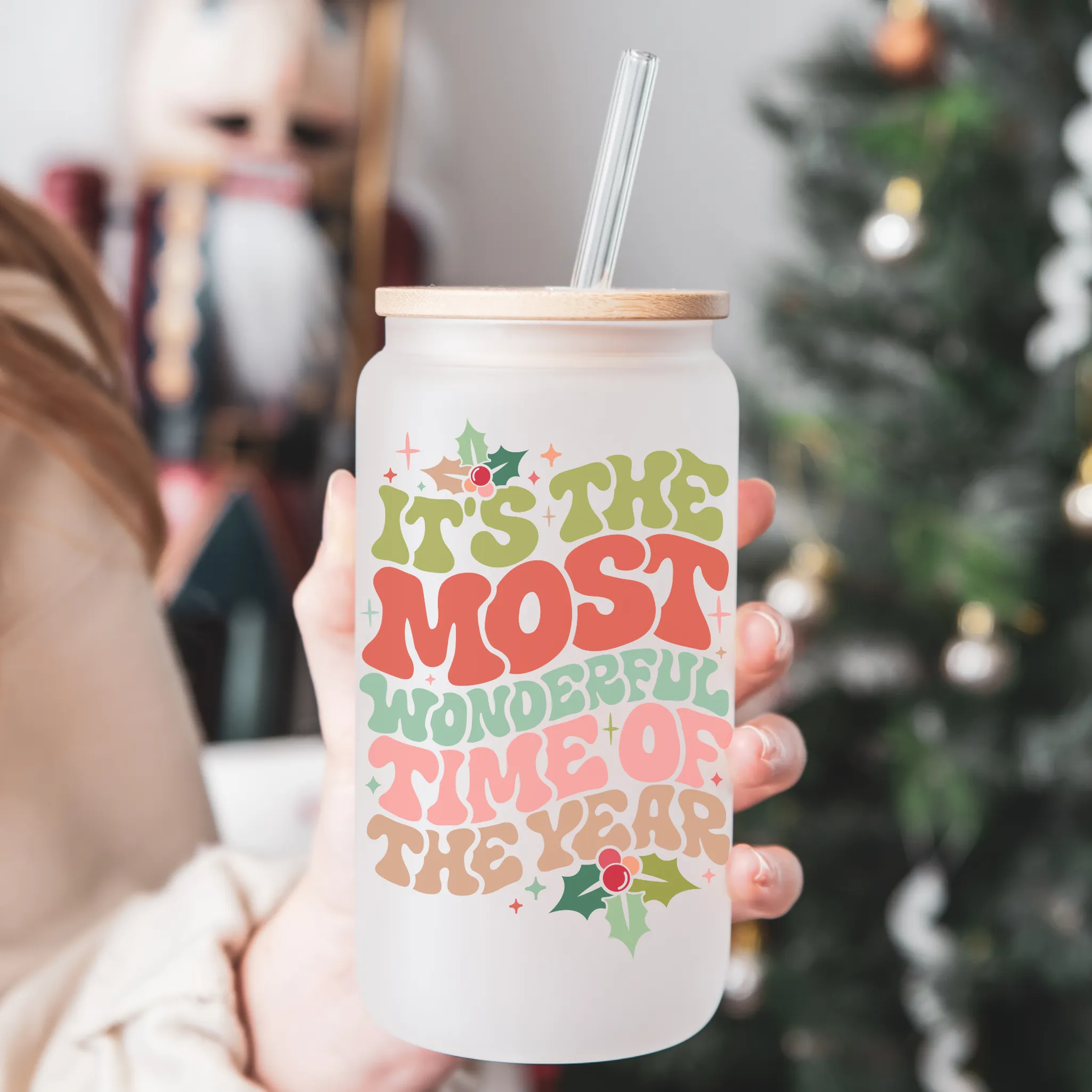 Most Wonderful Time - Frosted Can Glass