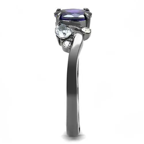 MT 9613 IP Black Stainless Steel Amethyst February Birthstone