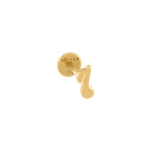 Music Note Threaded Stud Earring 14K