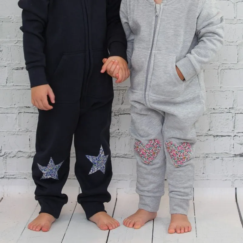 Name onesie with knee patches