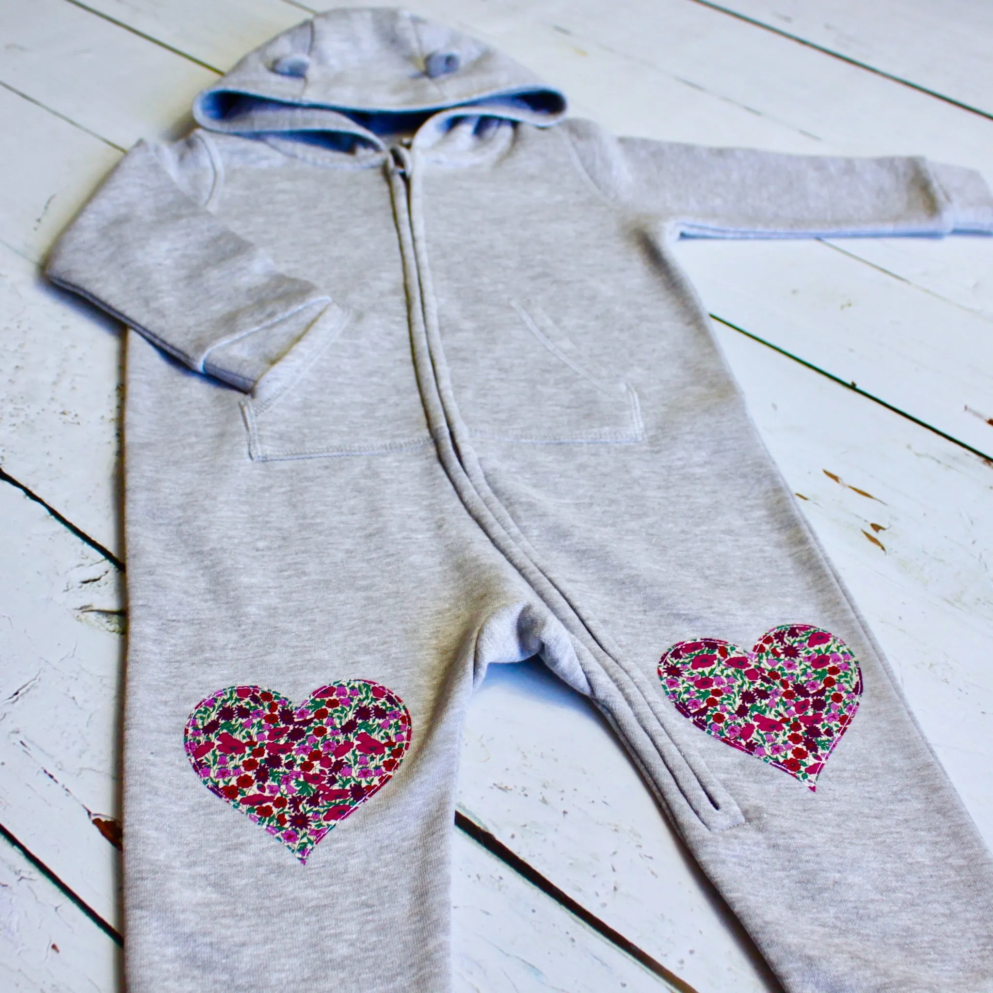 Name onesie with knee patches