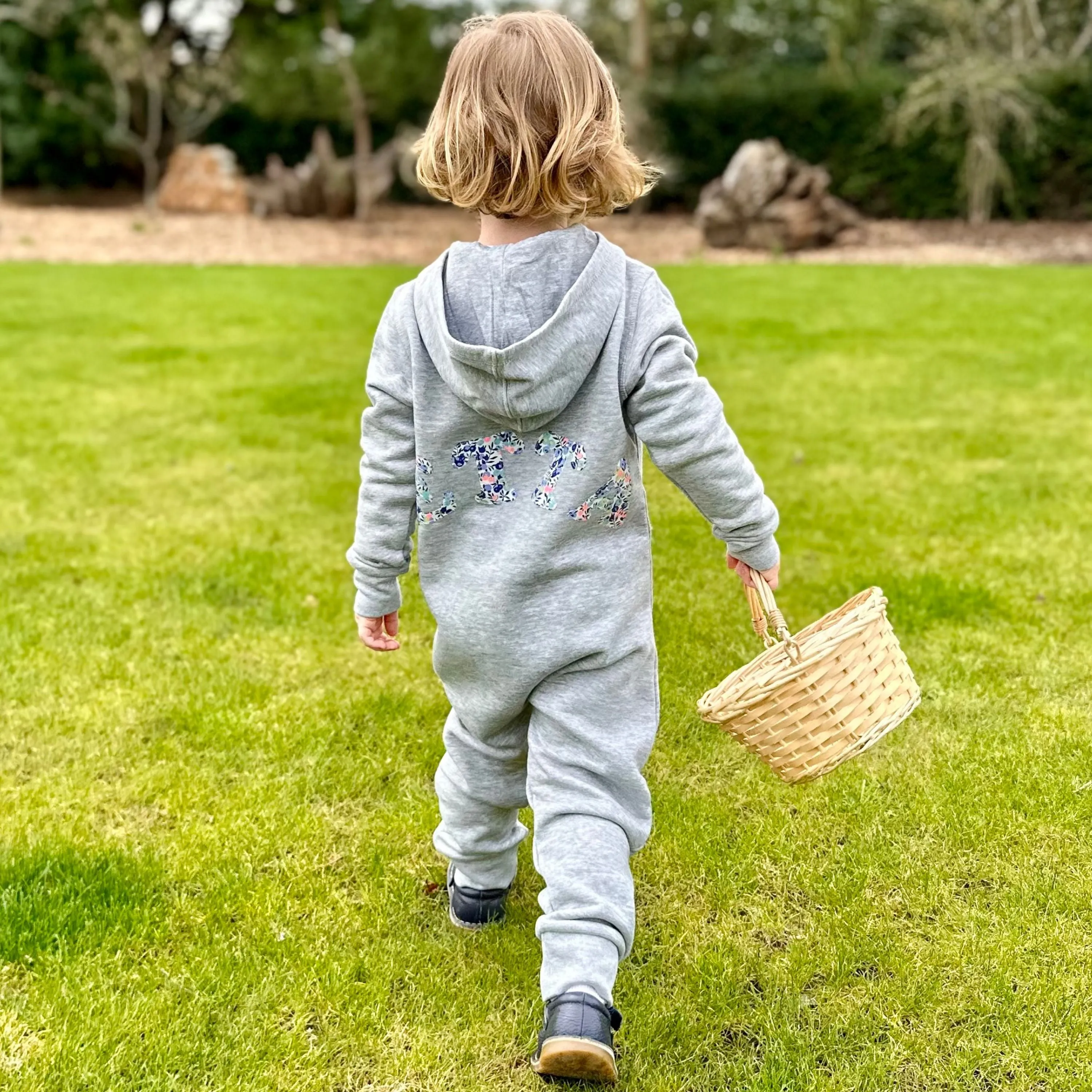 Name onesie with knee patches