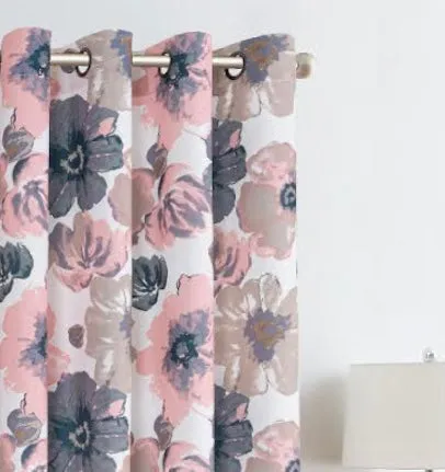 Naples Pink Printed Blackout Grommet Panel - Elegant 54''x84” Window Treatment