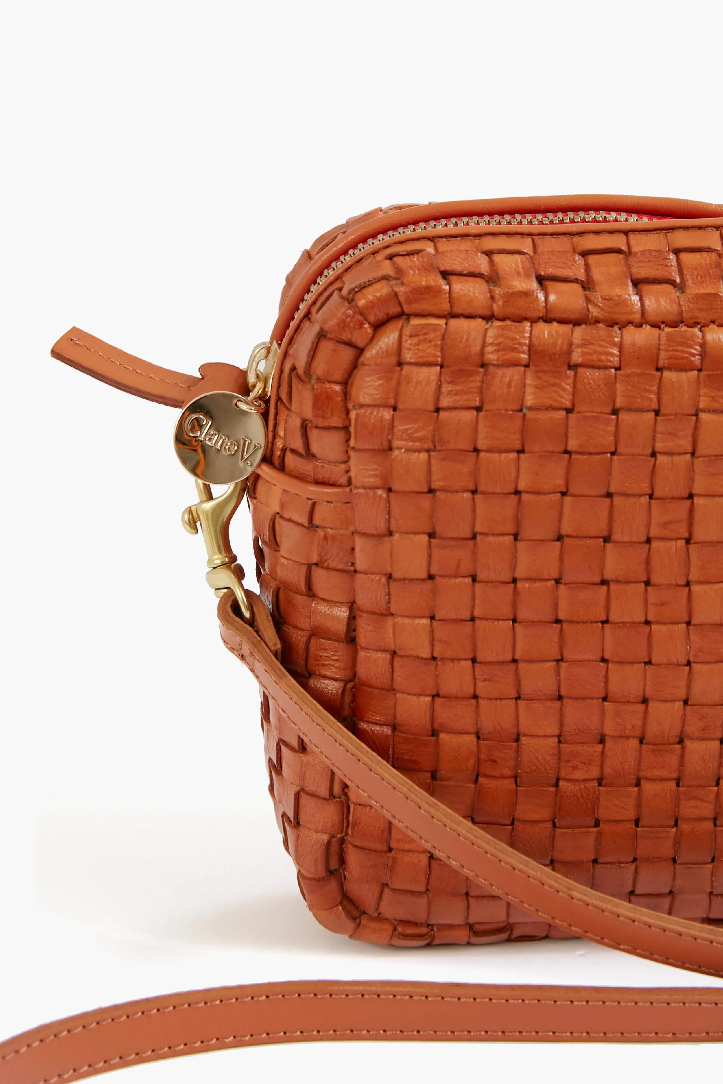 Natural Woven Checker Midi Sac