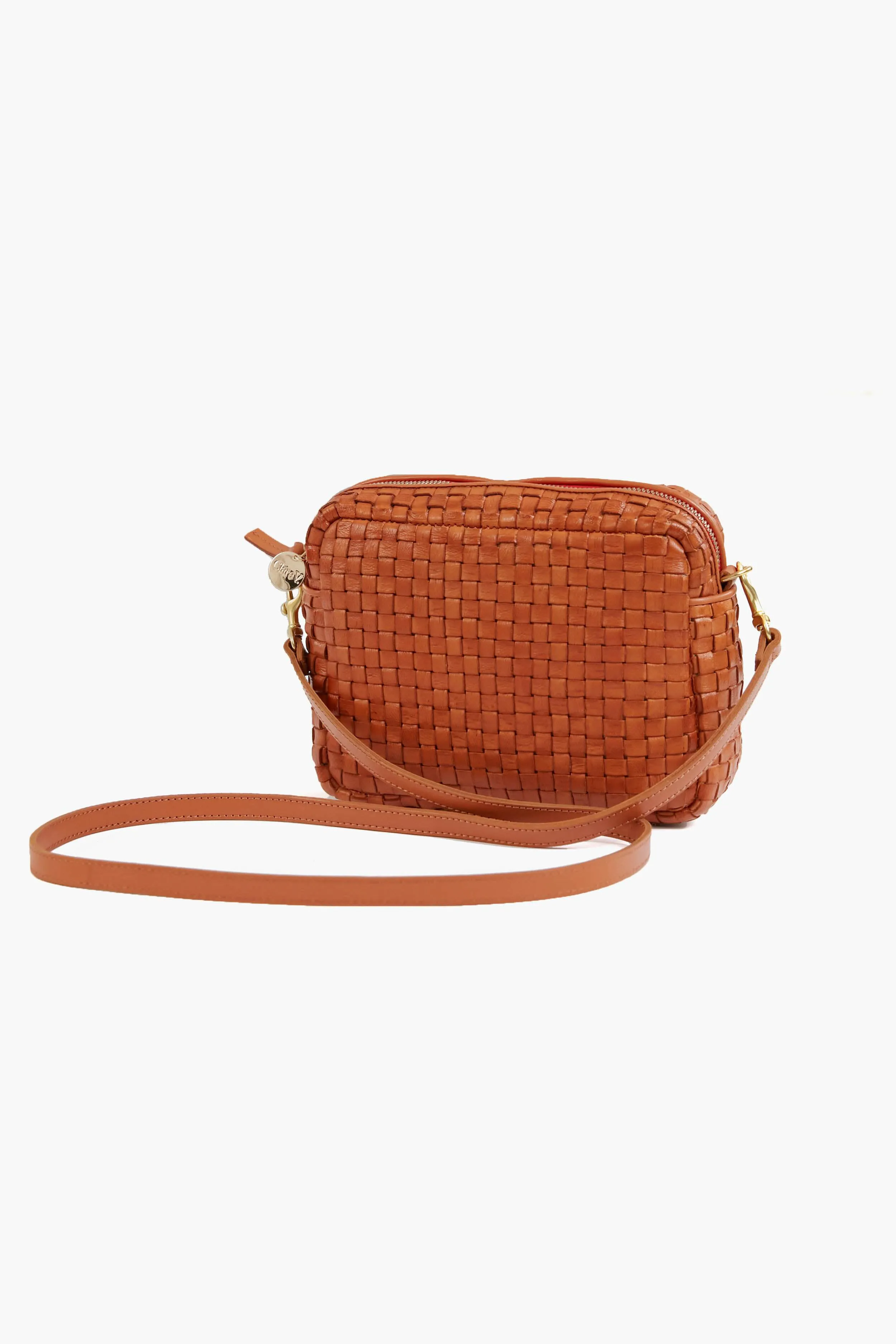 Natural Woven Checker Midi Sac