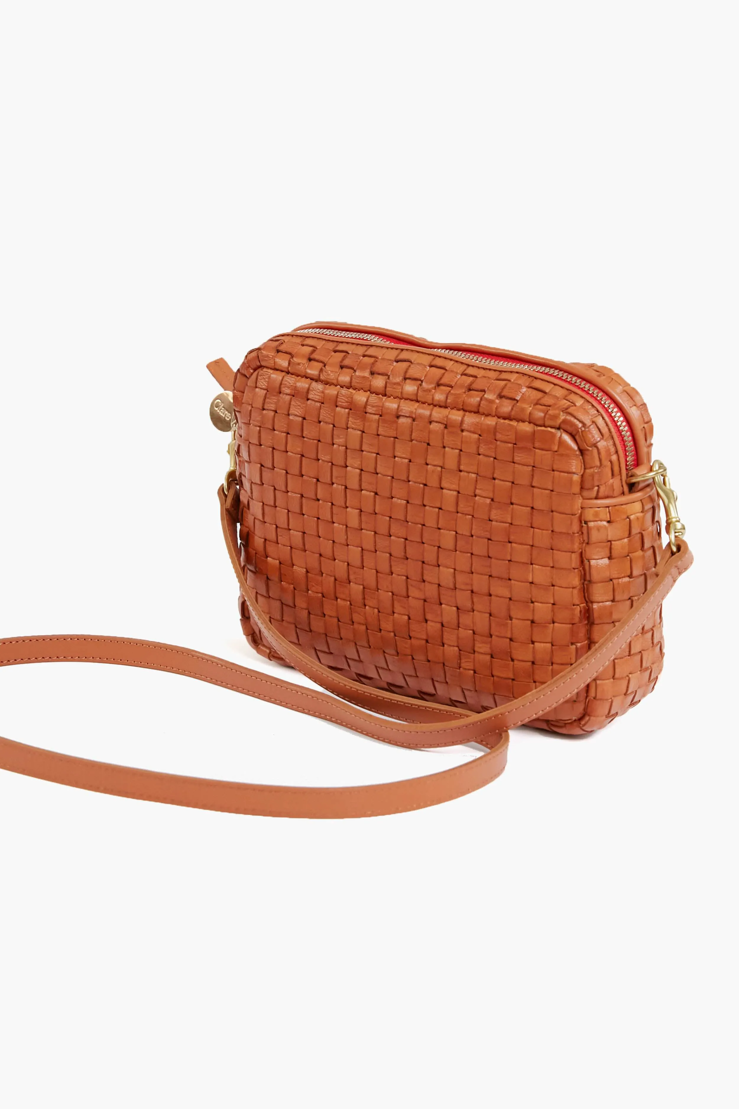 Natural Woven Checker Midi Sac