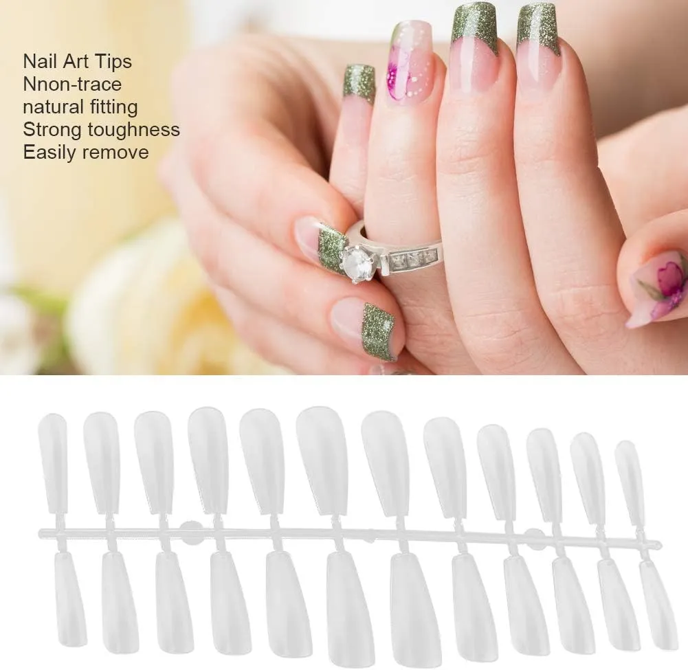 New Acrylic Fake Nails,240pcs Full Cover Ultra-Thin Frosted Clear Fake Nails False Nail Tips,Full Cover Nail with Case for Nail Salons and DIY Nail Art